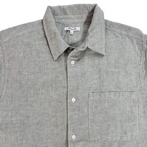 Madewell Men's Large Gray 52% Linen Short Sleeve Button Down Shirt Pocket L